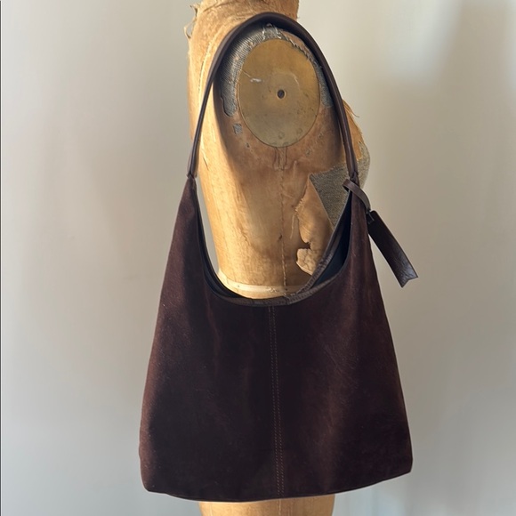 Elegant Brown Suede Shoulder Bag - Picture 1 of 5
